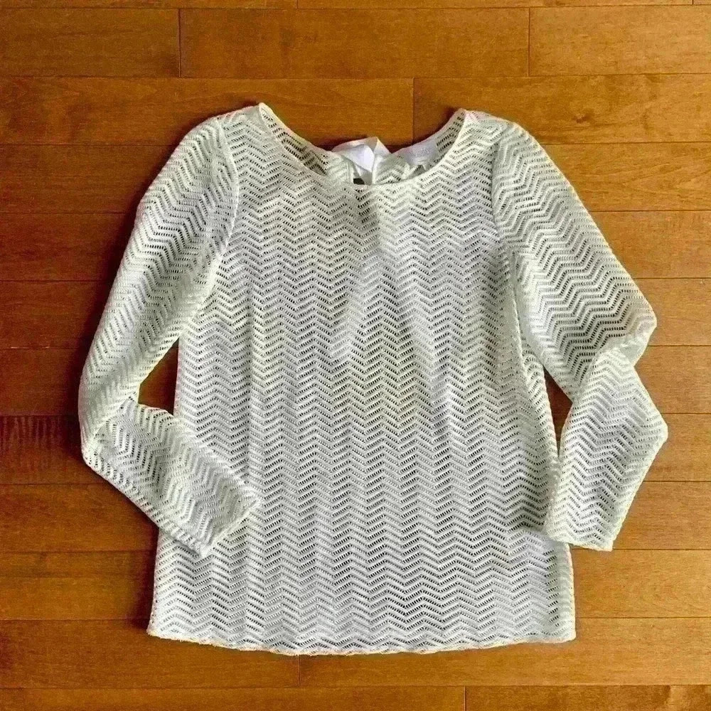 Laundry | White lace blouse with tie up bow size 8 medium